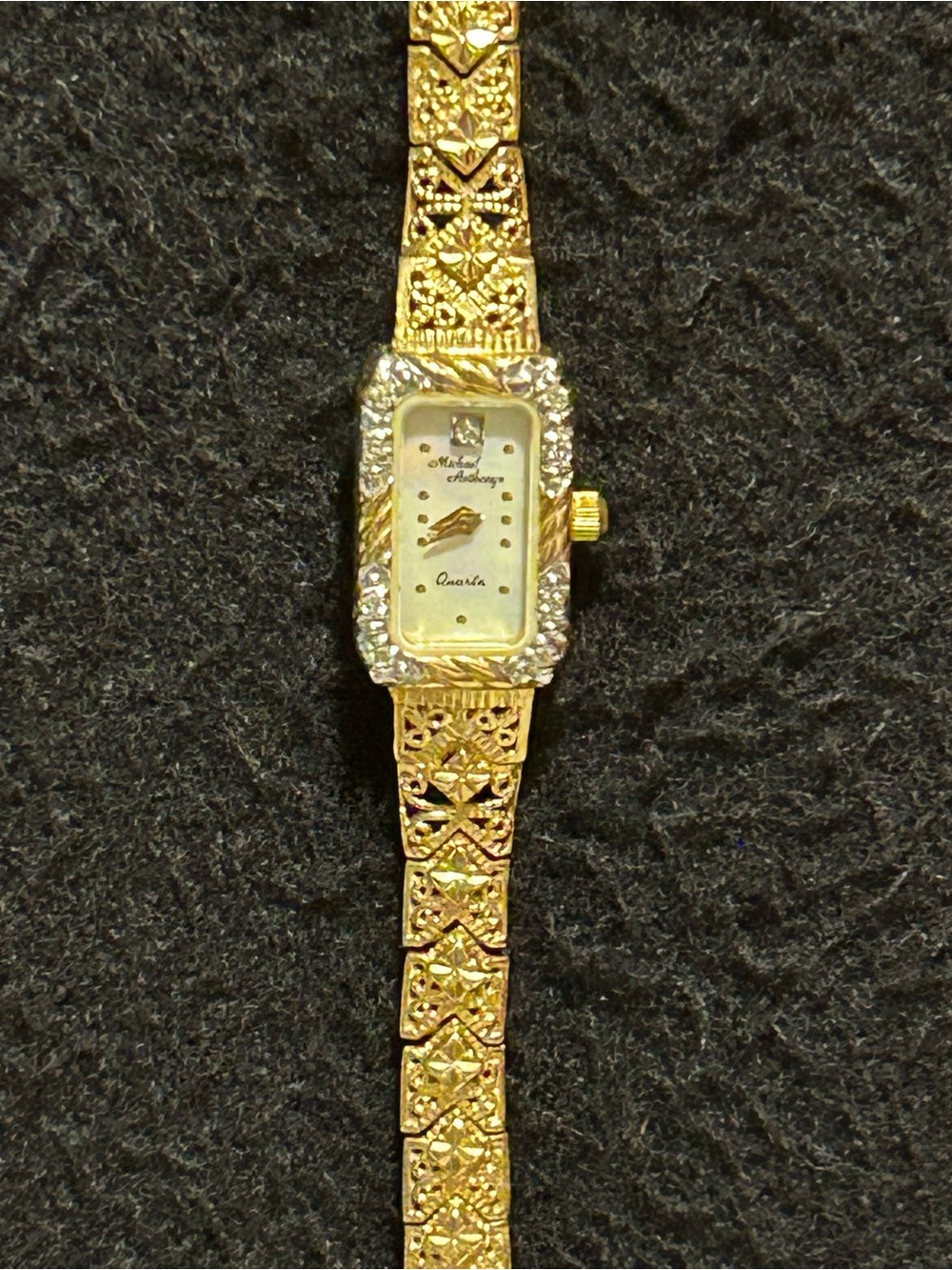 Michael Anthony Watch Womens 14k Yellow Gold Diamond Mother Of Pearl Dial 7.25"